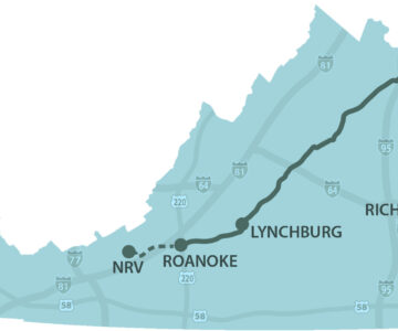 Map of transportation routes in Virginia